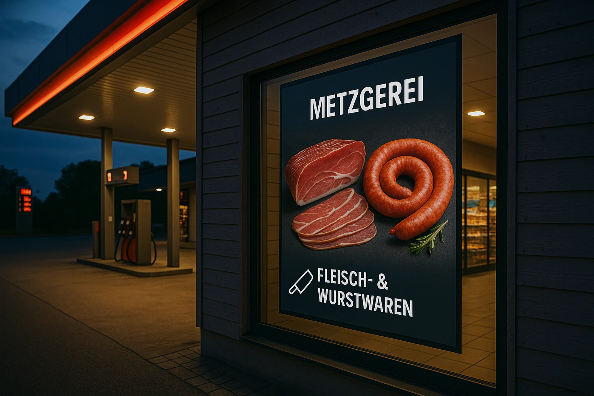 Digitale Werbung an einer Tankstelle