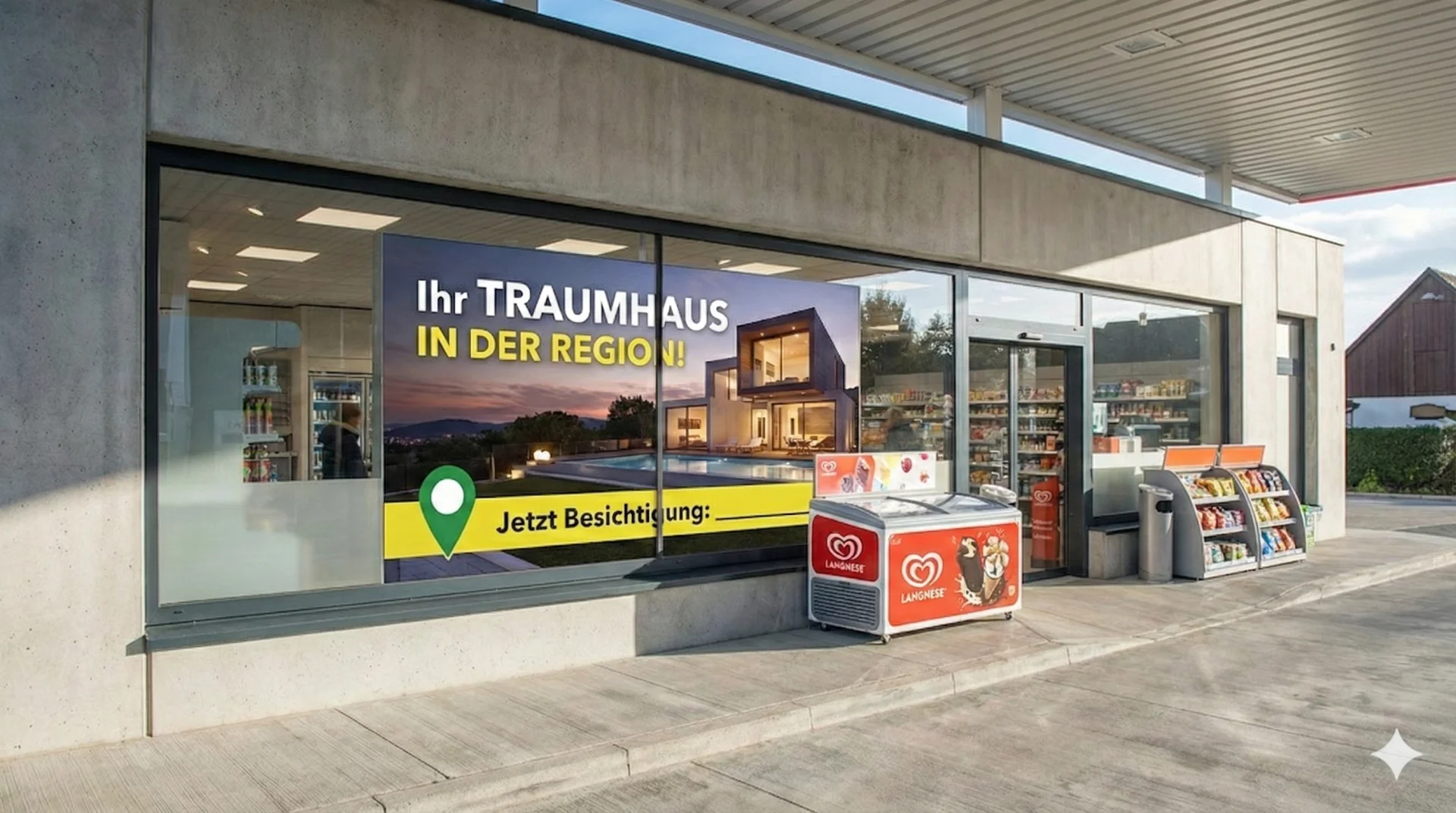 Nachher: Tankstelle mit digitaler Werbung